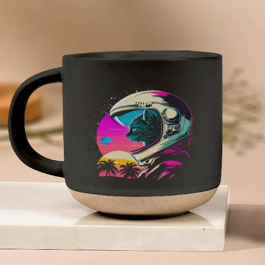 Aesthetic Vaporwave Space Cat 80s 90s Astronaut Pottery Mugs