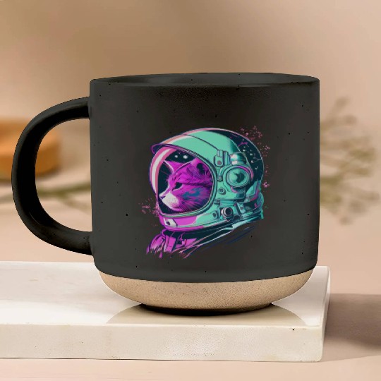 Aesthetic Vaporwave Space Cat 80s 90s Astronaut Pottery Mugs