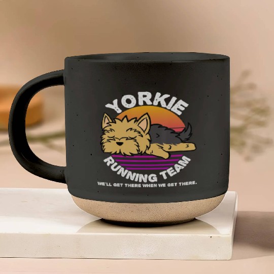 Funny Yorkie Running Team Pottery Mugs Kids Men Women Gif