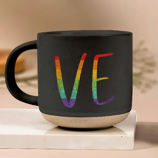 LGBT Pride Love LO VE Lesbian Couple Matching Love Pottery Mugs