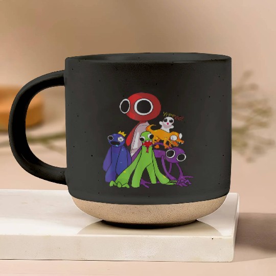 Rainbow Friends blue red orange green Pottery Mugs