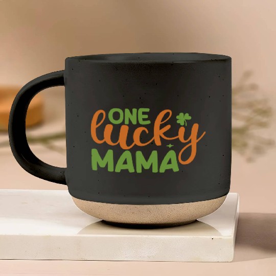 one lucky mama Pottery Mugs