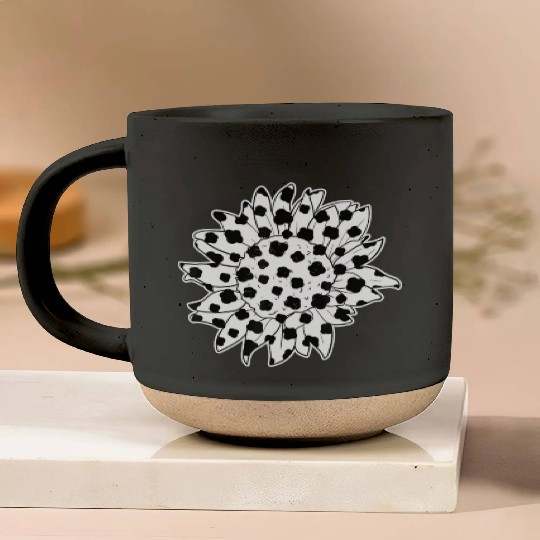 Sunflower Cow Print for Women Men Cow Lover Pottery Mugs