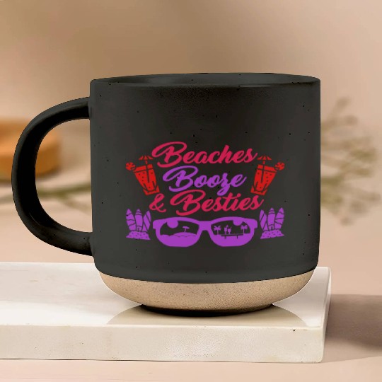 Beaches Booze Besties Summer Vacation Spring Break Pottery Mugs