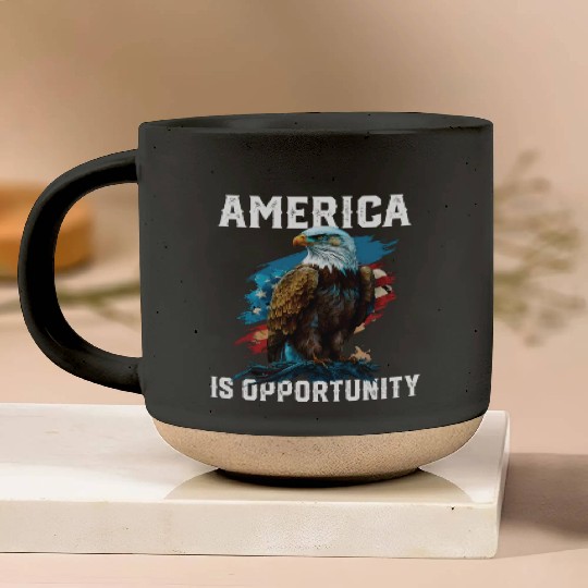 America Is Opportunity American Bald Eagle July 4 Pottery Mugs
