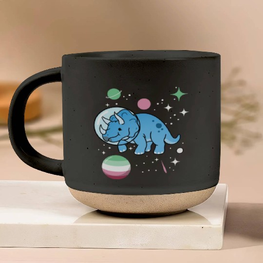 Abrosexual Pride Triceratops Astronaut Pottery Mugs