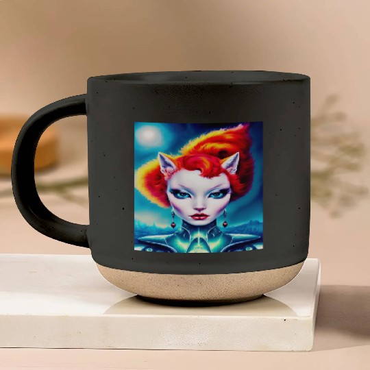 "Alien Cat Woman" Pottery Mugs