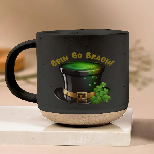 Get Lucky with this 'Erin go Bragh' Top Hat Design Pottery Mugs