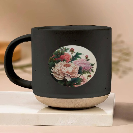 Peony flowers Pottery Mugs