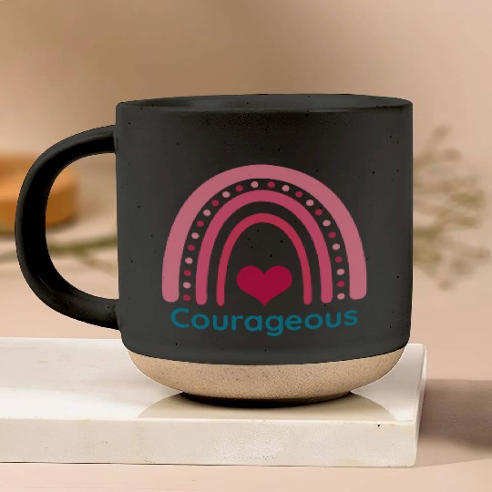 Courageous Viva Magenta Boho Rainbow Pottery Mugs