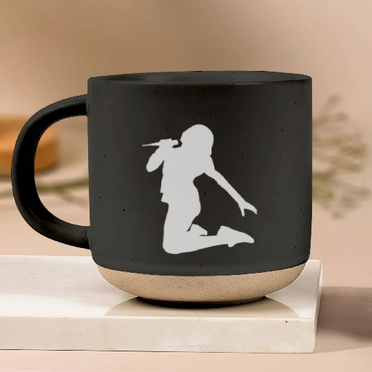 guitar player girl silhouette Pottery Mugs