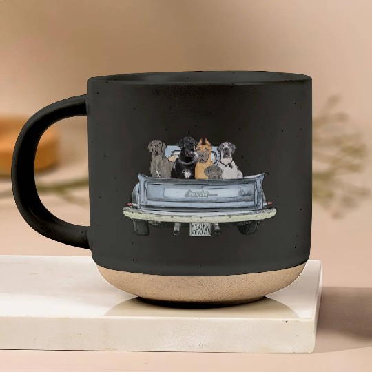 Great Danes in a Pickup Truck Top for Men Large Pottery Mugs