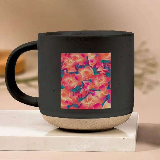 Orange Flowers Neon Pottery Mugs