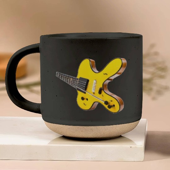 yellow tilted guitar Pottery Mugs