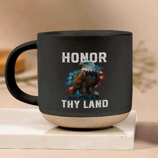 Honor Thy Land American Bald Eagle America USA Pottery Mugs