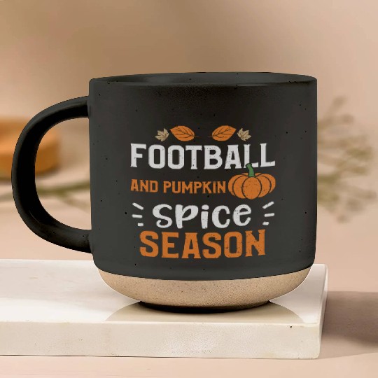 Football And Pumpkin Spice Season Pottery Mugs