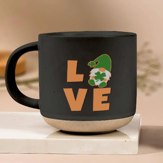 Love Gnome St Patricks Day Woman, Lucky Clover Pottery Mugs