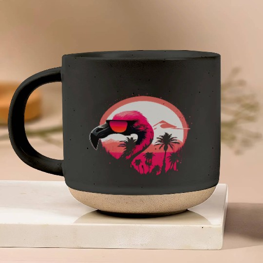 Retro Sunset Pink Flamingo Summer Design Flamingo Pottery Mugs