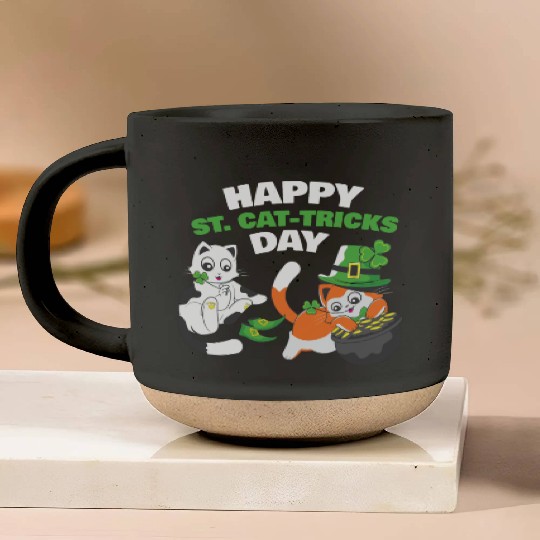 Cat Happy St Catricks Day Ireland Pottery Mugs