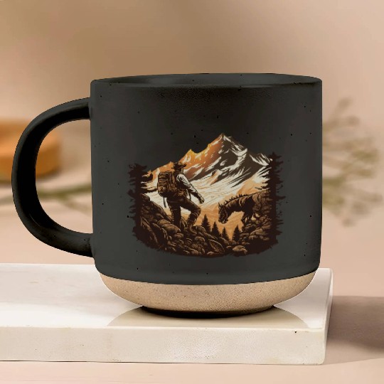 walking in mountains Pottery Mugs