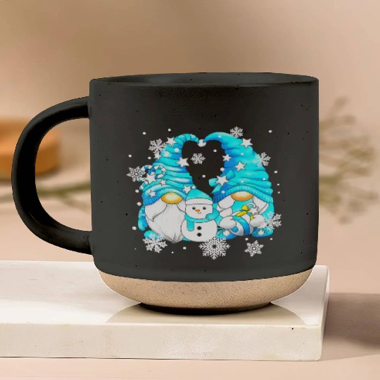 Funny Snowman Gnomies With Snowflakes Cute Winter Pottery Mugs