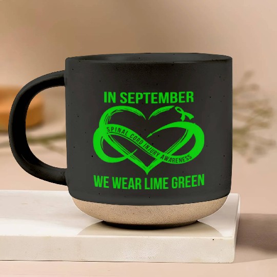 In September We Wear Lime Green Spinal Cord Injury Pottery Mugs
