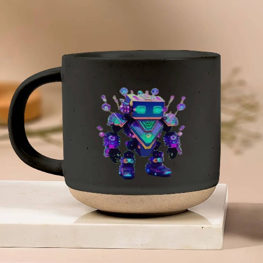 Gemstone Guardian Robot Made of Sparkling Crystals Pottery Mugs