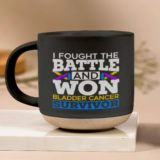 Fought The Battle And Won Bladder Cancer Survivor Pottery Mugs