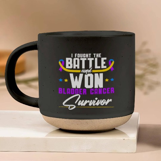 Fought The Battle And Won Bladder Cancer Survivor Pottery Mugs