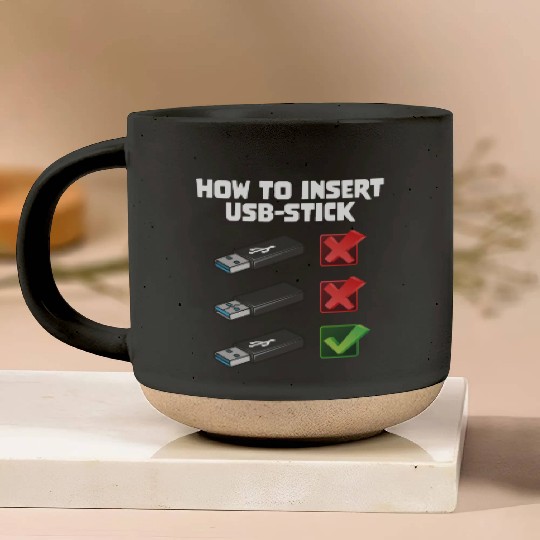 How To Insert USB Stick Funny Programmer Meme Pottery Mugs