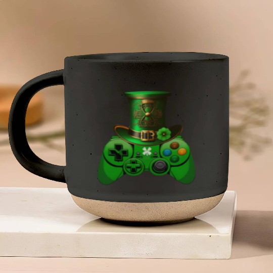 St Patricks Day Video Game Pottery Mugs | Gamer Leprechau