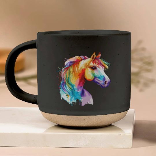 Watercolor Horse Pony Colorful Pet Ponys Lover Pottery Mugs