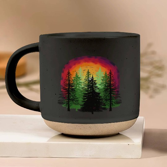 Forest sunrise sunset nature trees Pottery Mugs