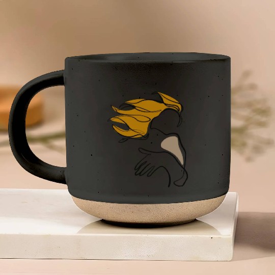 Girl Line Art Pottery Mugs
