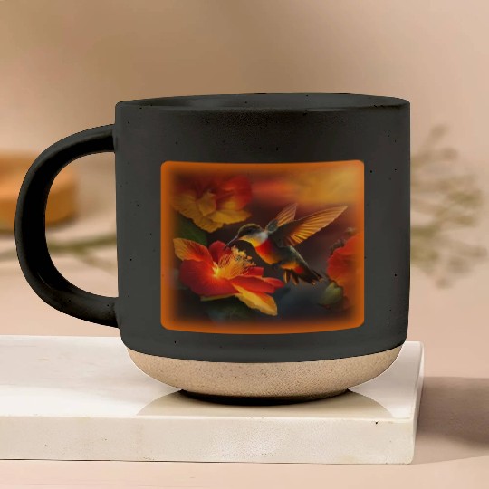 Hummingbird Hibiscus Flower Morning Sunrise Nature Pottery Mugs