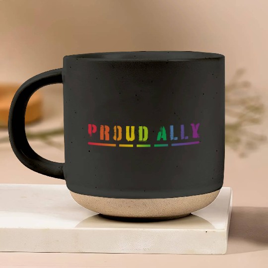 Proud Ally Pride LGBTQ, Pride Month, Rainbow Pottery Mugs