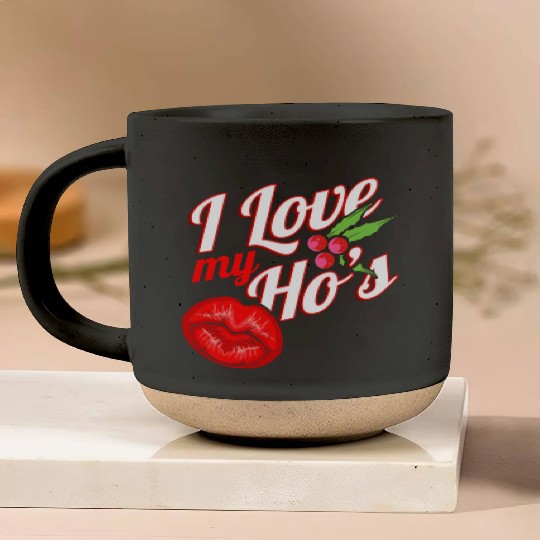 I Love My Ho s Kissing Mouth Mistletoe Christmas Pottery Mugs