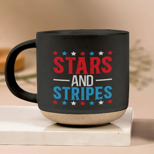 Stars And Stripes America USA Flag 4th Of July Pottery Mugs