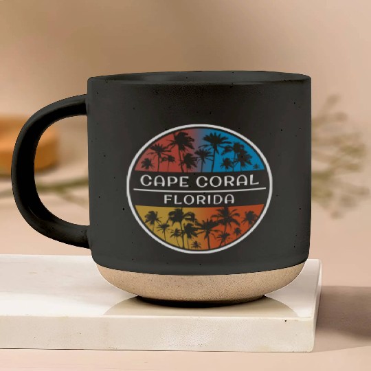 Cape Coral Florida Stylish Vacation Souvenir Palm Pottery Mugs