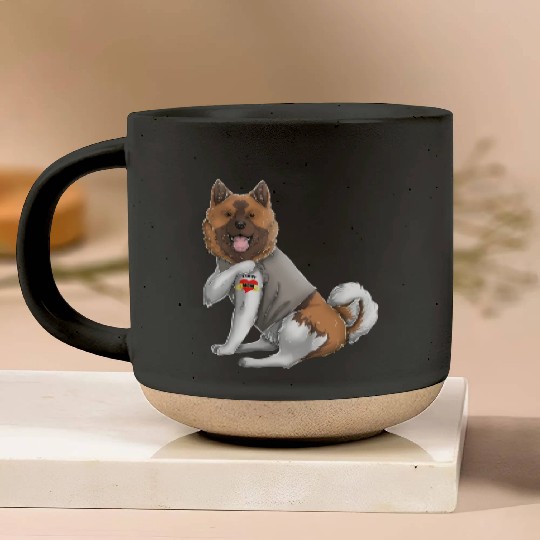 American Akita I Love Mom Tattoo Dog Mothers Day Pottery Mugs