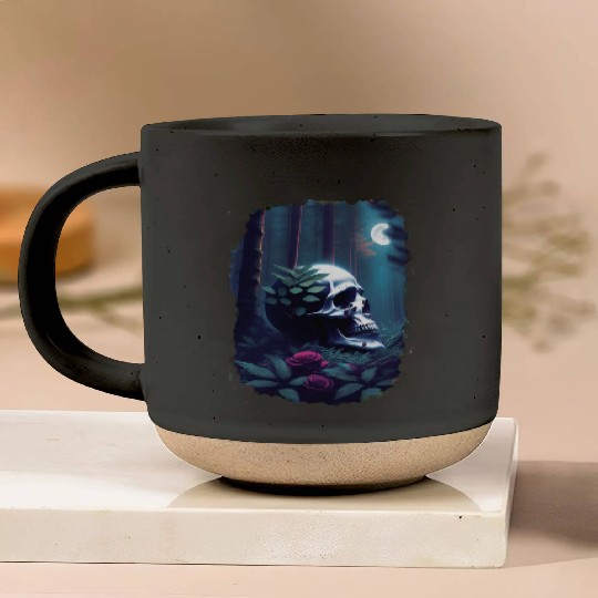 Skull and rose moonlight gothic themed art Pottery Mugs