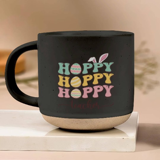 Easter Teacher Bunny Happy Easter Egg Retro Girl Pottery Mugs