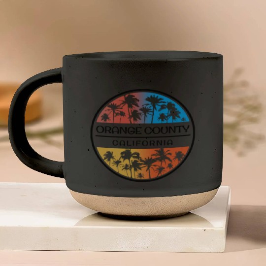 Orange County California Palm Tree Stylish Pottery Mugs