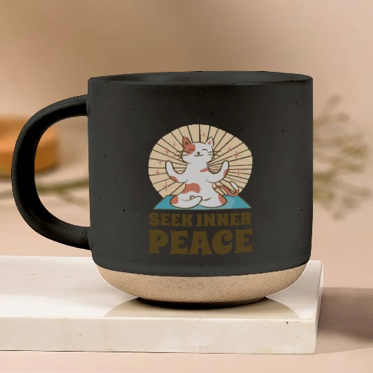 Serenity Cat Yoga Cat Owner Meditation Yoga Fan Pottery Mugs