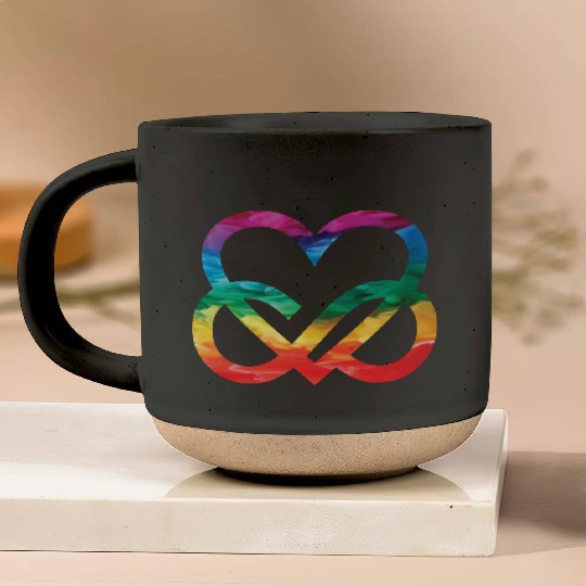 Infinite Love Rainbow Heart LGBTQ Pride Heart Pottery Mugs