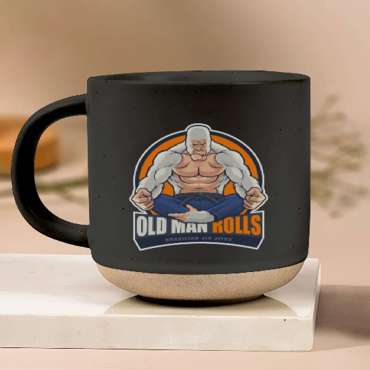 Old Man Rolls Gorilla Jiu Jitsu Fighter Pottery Mugs