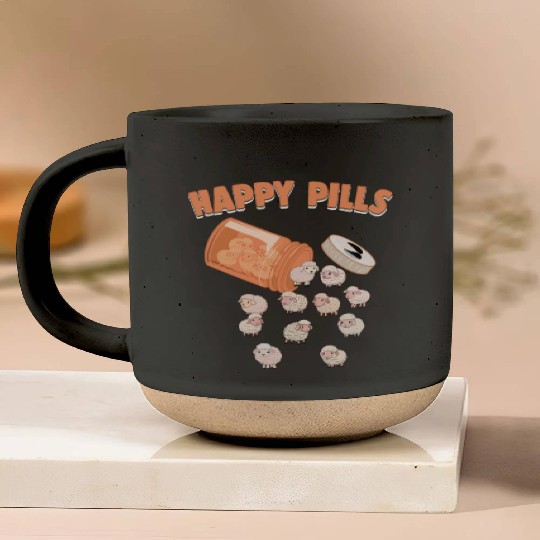Happy Pills Sheep Funny Farm Animal Lovers Humor Pottery Mugs