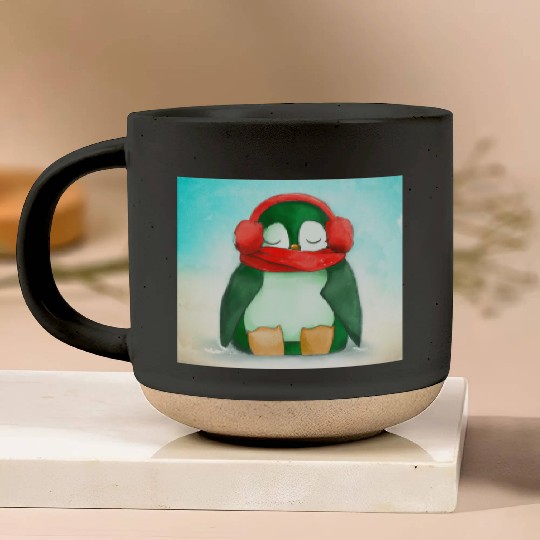 Sleepy Penguin Taking a Nap Pottery Mugs