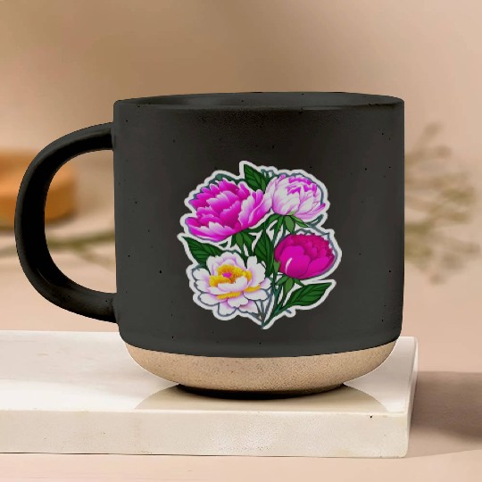 Peony Flower Art Pottery Mugs