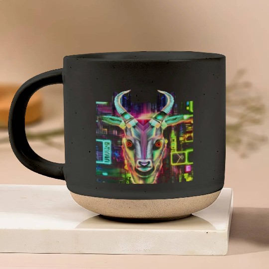 Neon Baphomet Pottery Mugs